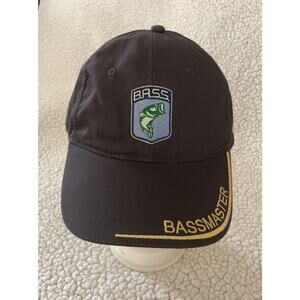 Bassmaster Bass Master Hat Cap Adjustable Strapback Bass Logo USA Flag Gray New